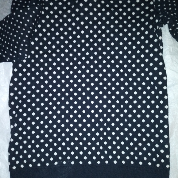 LOFT | Polka Dot Crewneck Back Zip  Sweater Size Small Navy & White - Picture 9 of 10